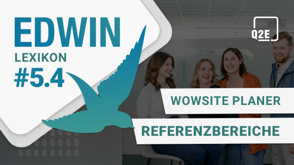 Thumbnail EDWIN Lexikon #5.4 mit dem Titel "WOWSite Planer Referenzbereiche", dahinter 4 lachende Personen.